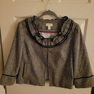 Loft tweed ruffle jacket 14 cropped